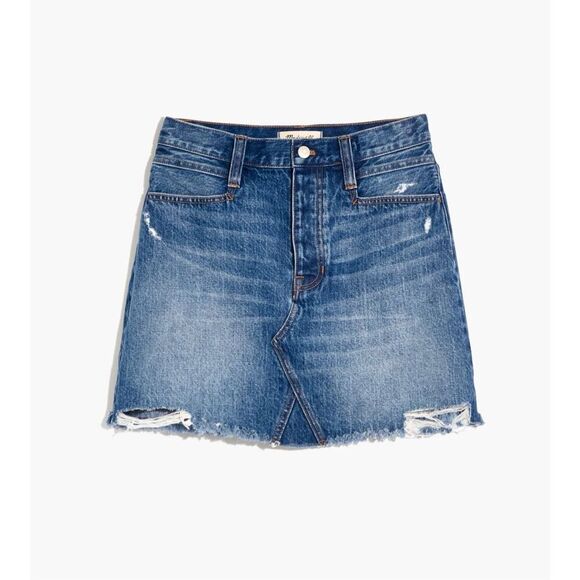 Madewell Rigid Denim Distressed Jean Skirt Size 25 - Picture 1 of 7
